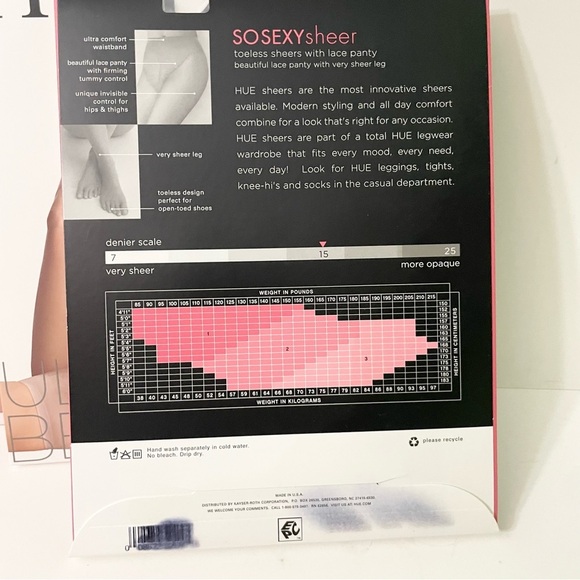 HUE So Sexy Sheer Toeless Sheers with Lace Panty Lot of 3 Size 3 - Picture 4 of 13